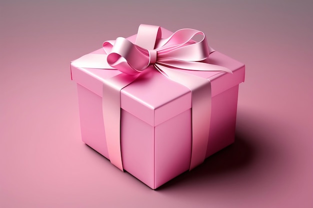 Pink RoseColored Gift Box with Blank Space for Text AI Generated