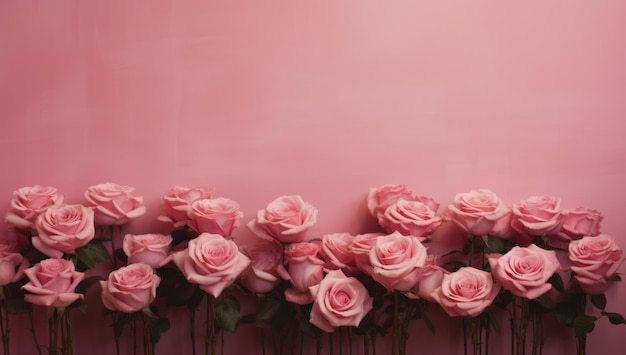 Photo pink roses background floral background template