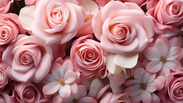 pink roses background HD 8K wallpaper Stock Photographic Image