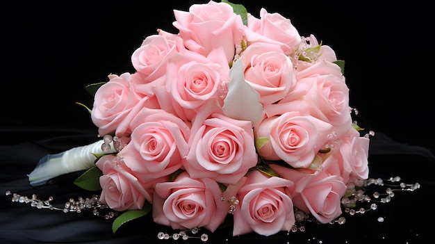 Pink roses bridal wedding bouquet flowers