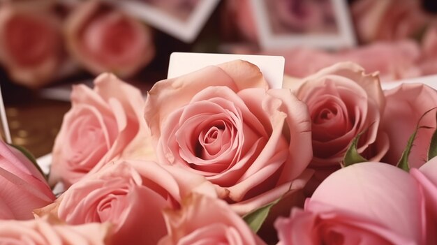 Pink roses card decoration