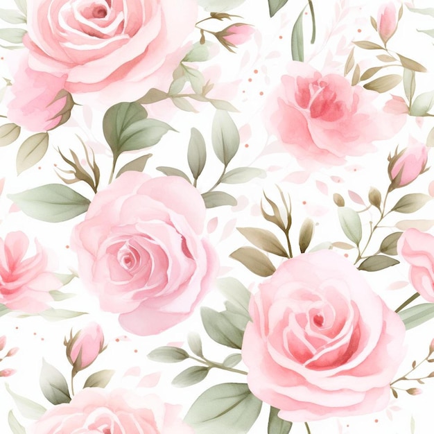 Pink roses in the floral print