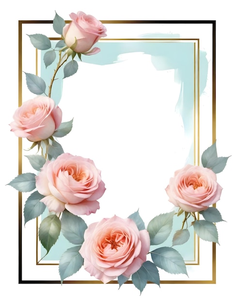 Photo pink roses frame