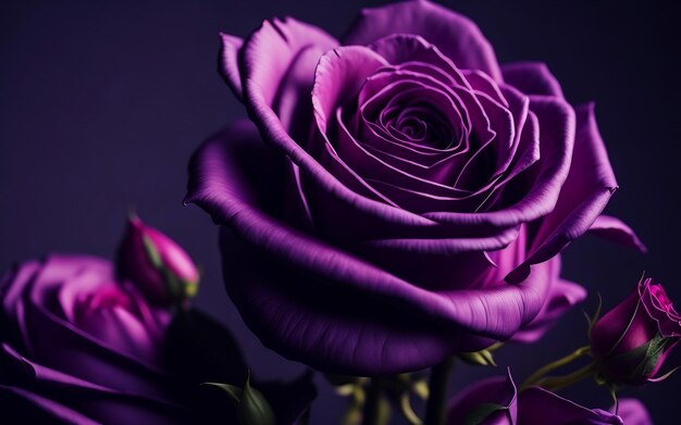 Pink roses in front of a dark background