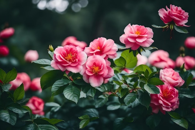 Pink roses in a garden