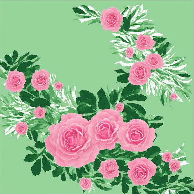 Pink roses on a green background