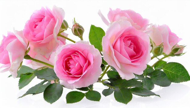 Photo pink roses isolated on white background