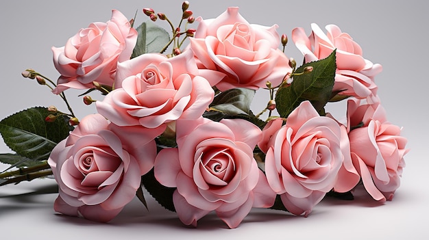 ピンクのバラは白に分離されています