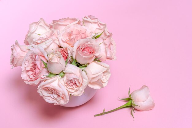 Pink roses on a pink background mothers day valentines day birthday