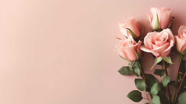 Pink roses on a pink background