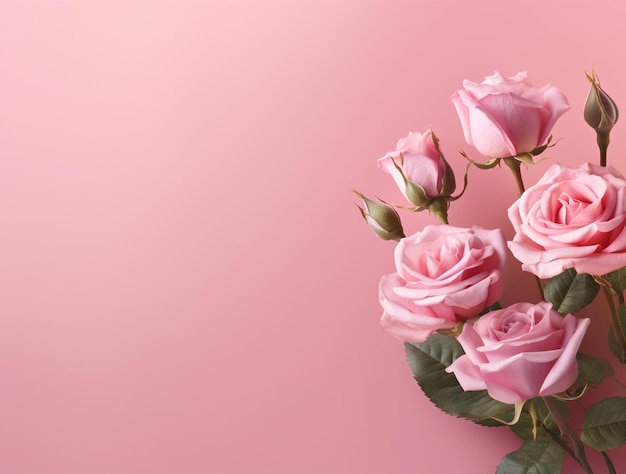 Pink roses on a pink background