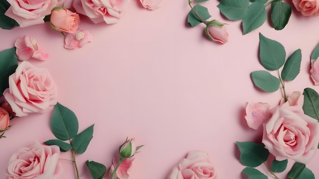 Pink roses on a pink background