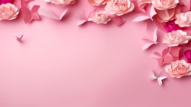 Pink roses on a pink background