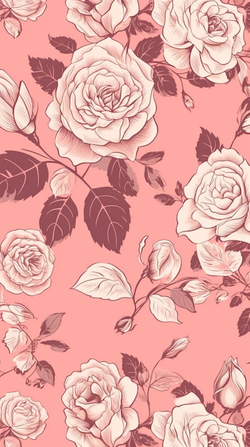 Pink roses on a pink background