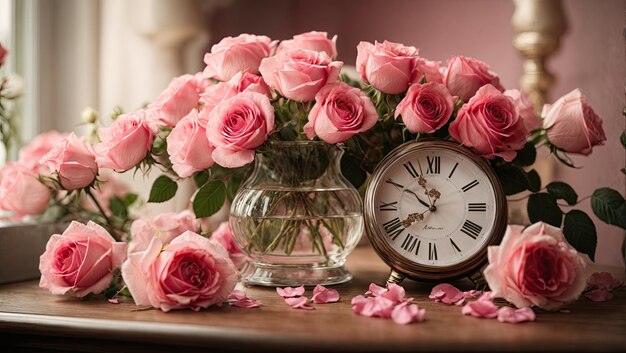 Pink Roses and Time A Winning Still Life