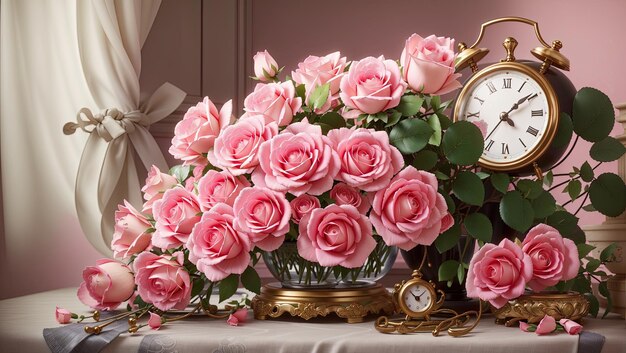 Pink Roses and Time A Winning Still Life