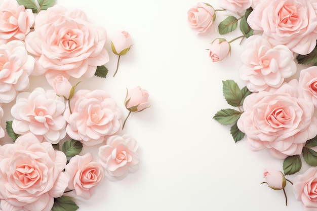 pink roses on a white background