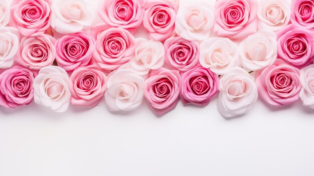 pink roses on white background