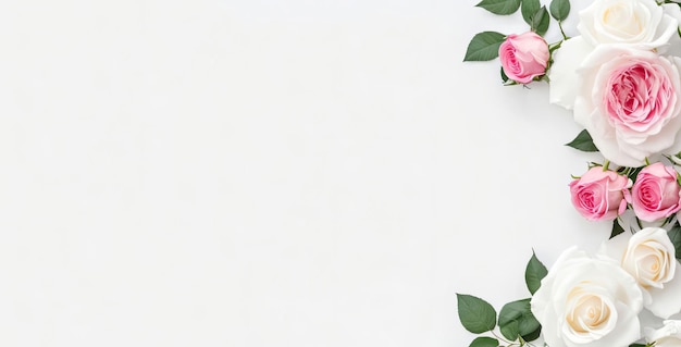 Photo pink roses on a white background