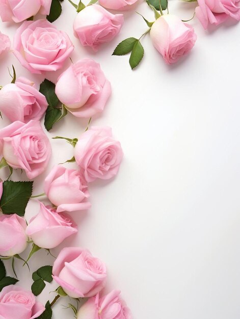 Pink roses on a white table