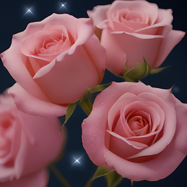 pink roses with a star on the top of them