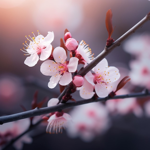 ピンクの桜が咲いている春の装飾