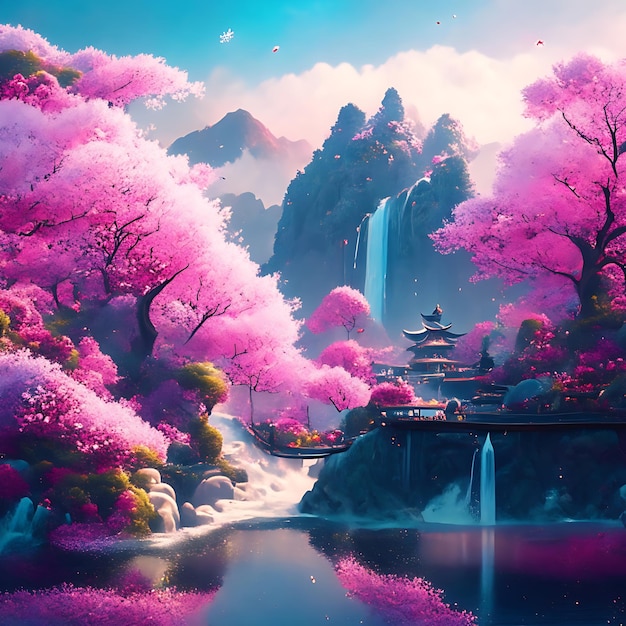 pink sakura created with Generative AI technology