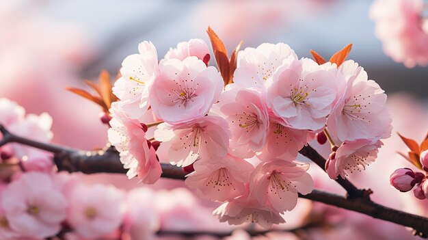 Pink Sakura flowers on a branch