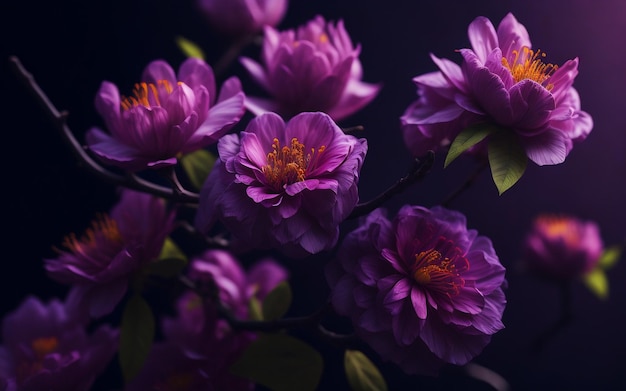 어두운 배경의 핑크 사쿠라 꽃