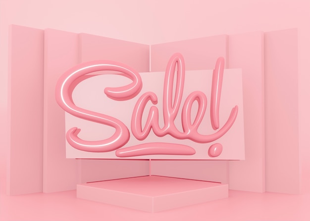 Photo pink sale for retail with podium