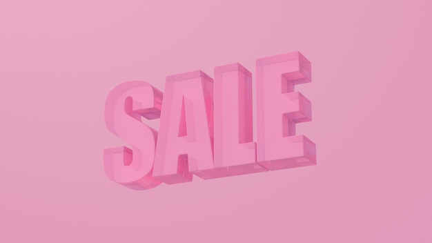 Pink SALE word. Pink background. Abstract illustration, 3d render.