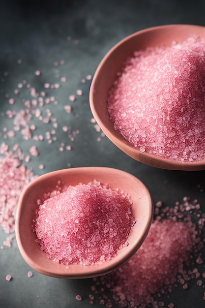 Pink salt in a bowl