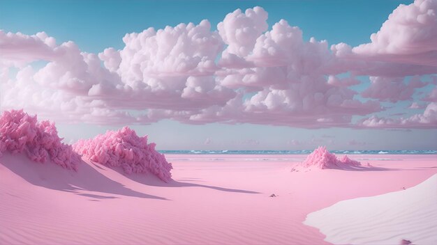 Pink sand dunes in the desert