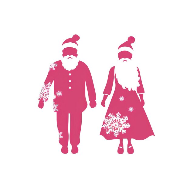 Foto babbo natale rosa e signora claus zoomed out piena silhouette visione vettoriale stile arte foto immagine