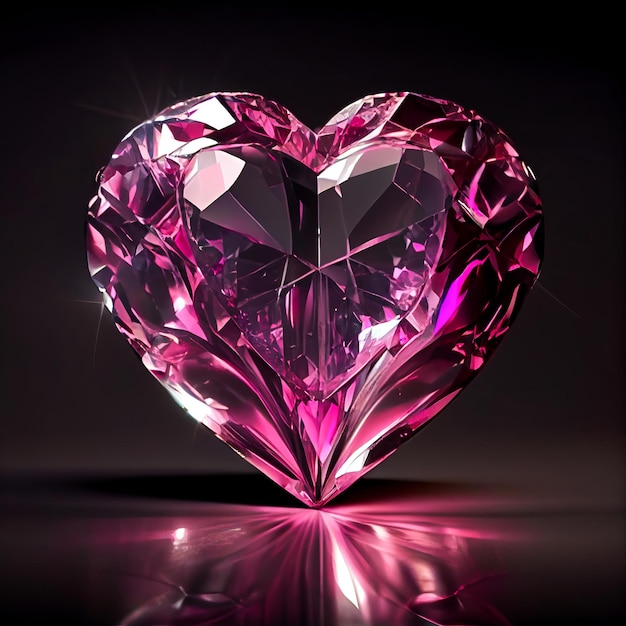 Pink sapphire heart isolated on black background