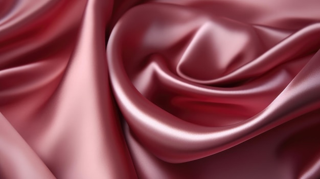 Foto un tessuto di raso rosa con uno sfondo bianco.