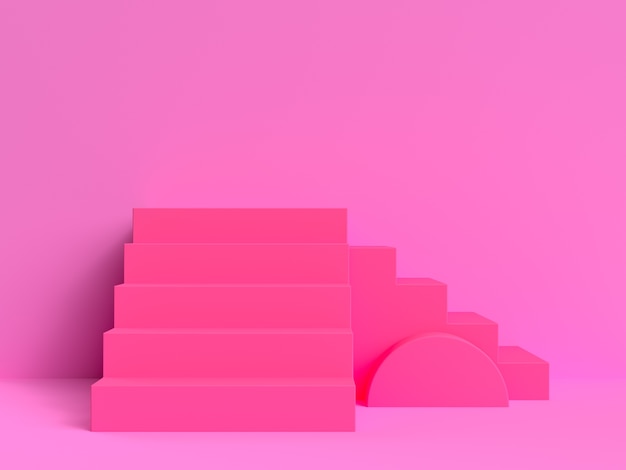 Photo pink scene wall steps podium 3d rendering