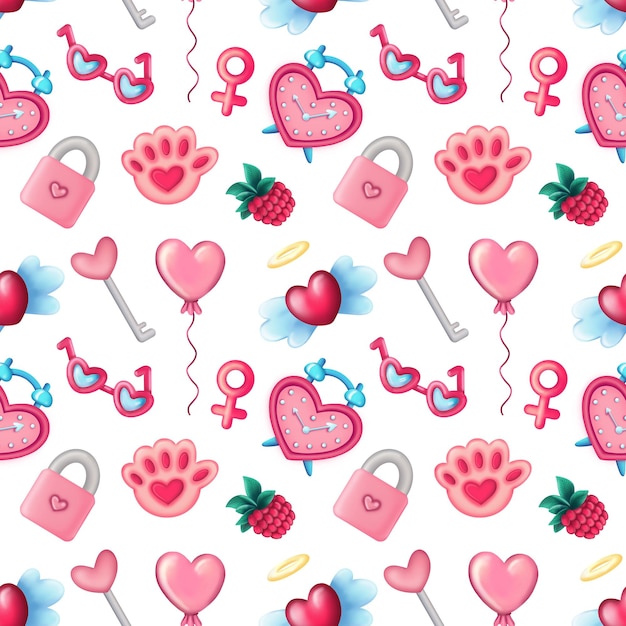 Pink seamless pattern for St Valentine Day