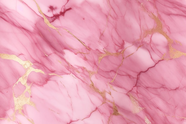 ピンクのシームレスパターンとマーブリング効果 織物印刷  ⁇ 維包装紙 壁紙 黄金色のディテールのある美しい背景 繰り返される大理石の質感 生成的AI