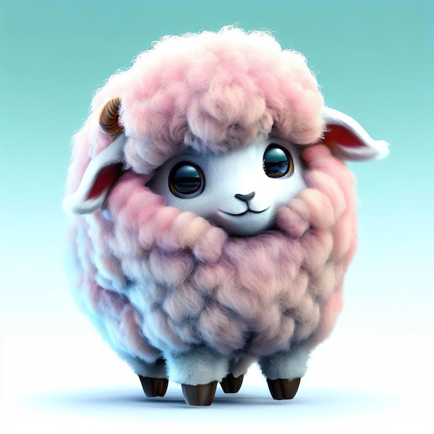 A pink sheep with a fluffy coat