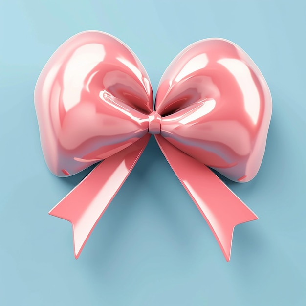 a pink shiny heart shaped object with a ribbon on it