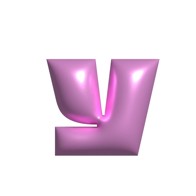 Pink shiny metal shiny reflective letter Y 3D illustration