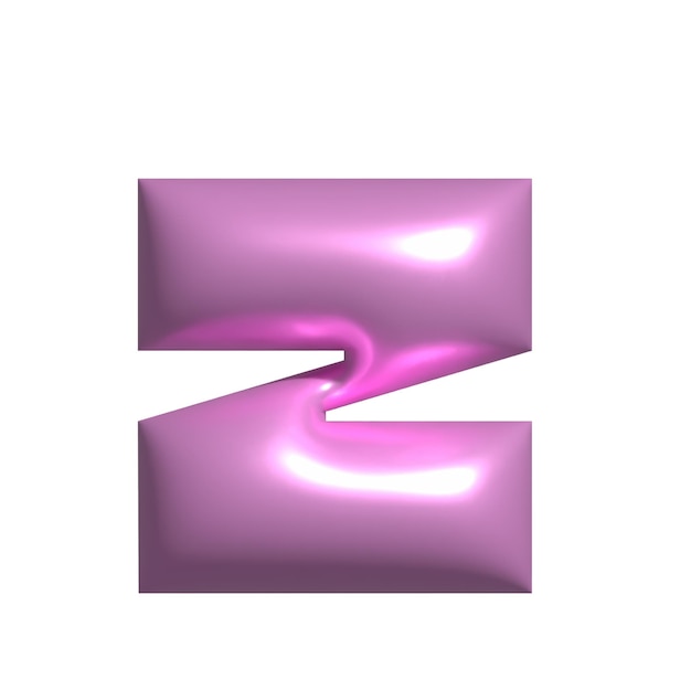 분홍색 반이는 금속 반이는 반이는 글자 Z 3D 일러스트레이션