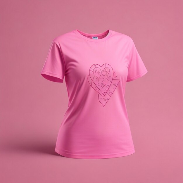 心臓が描かれたピンクのシャツ