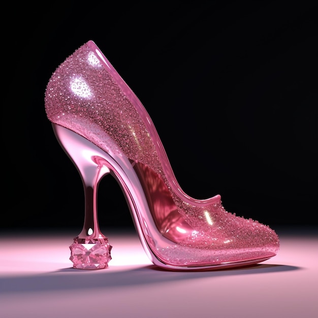 a pink shoe with glitter on it and a glittery shoe on the bottom.