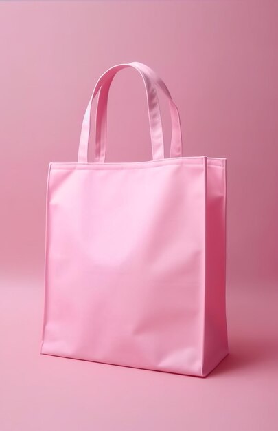 회색 바탕에 분홍색 쇼핑백