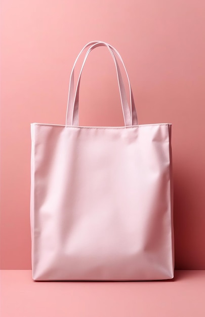 a pink shopping bag on a gray background