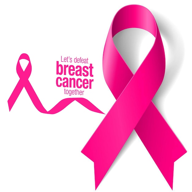 Розовая шелковая блестящая лента в поддержку векторной иллюстрации рака молочной железы