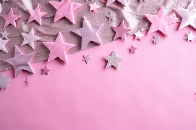 Pink and silver stars on a pink background