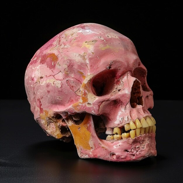 Photo a pink skull with the word  b  on it